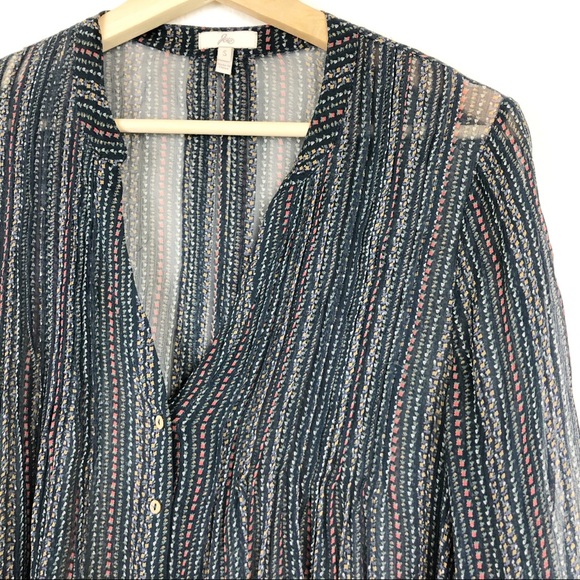 JOIE Silk Peasant Blouse Blue Floral Pattern Small - Picture 2 of 12